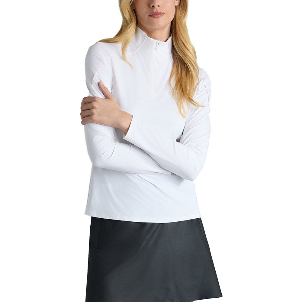 G/Fore Women's Sun Shield Silky Tech 1/4 Zip Pullover - Snow/ Blush