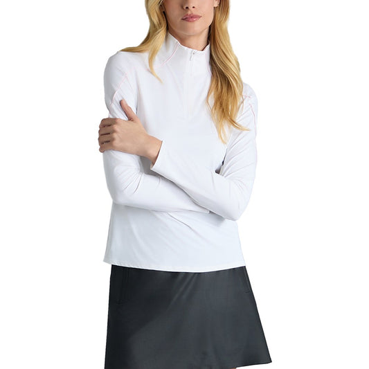 G/Fore Women's Sun Shield Silky Tech 1/4 Zip Pullover - Snow/ Blush
