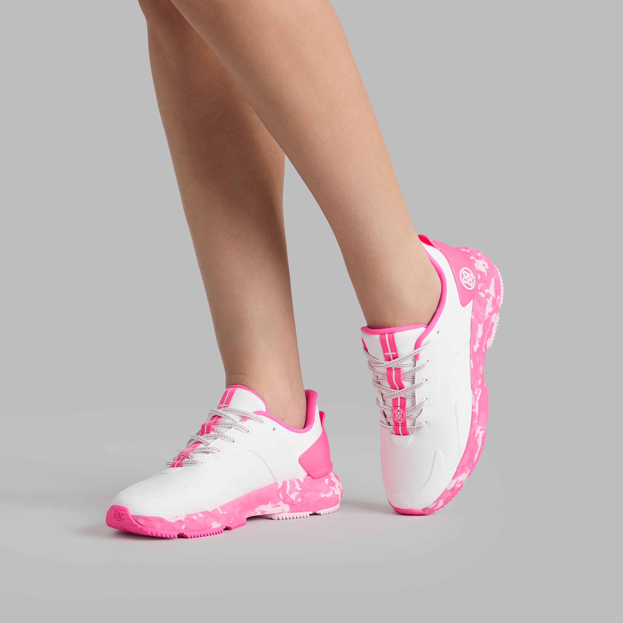 G/Fore Women's Camo Sole MG4+ Golf Shoes - Snow/Knockout Pink