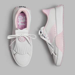 G/Fore Women's G.112 Perforated Leather Kiltie Golf Shoes - Snow/Blush