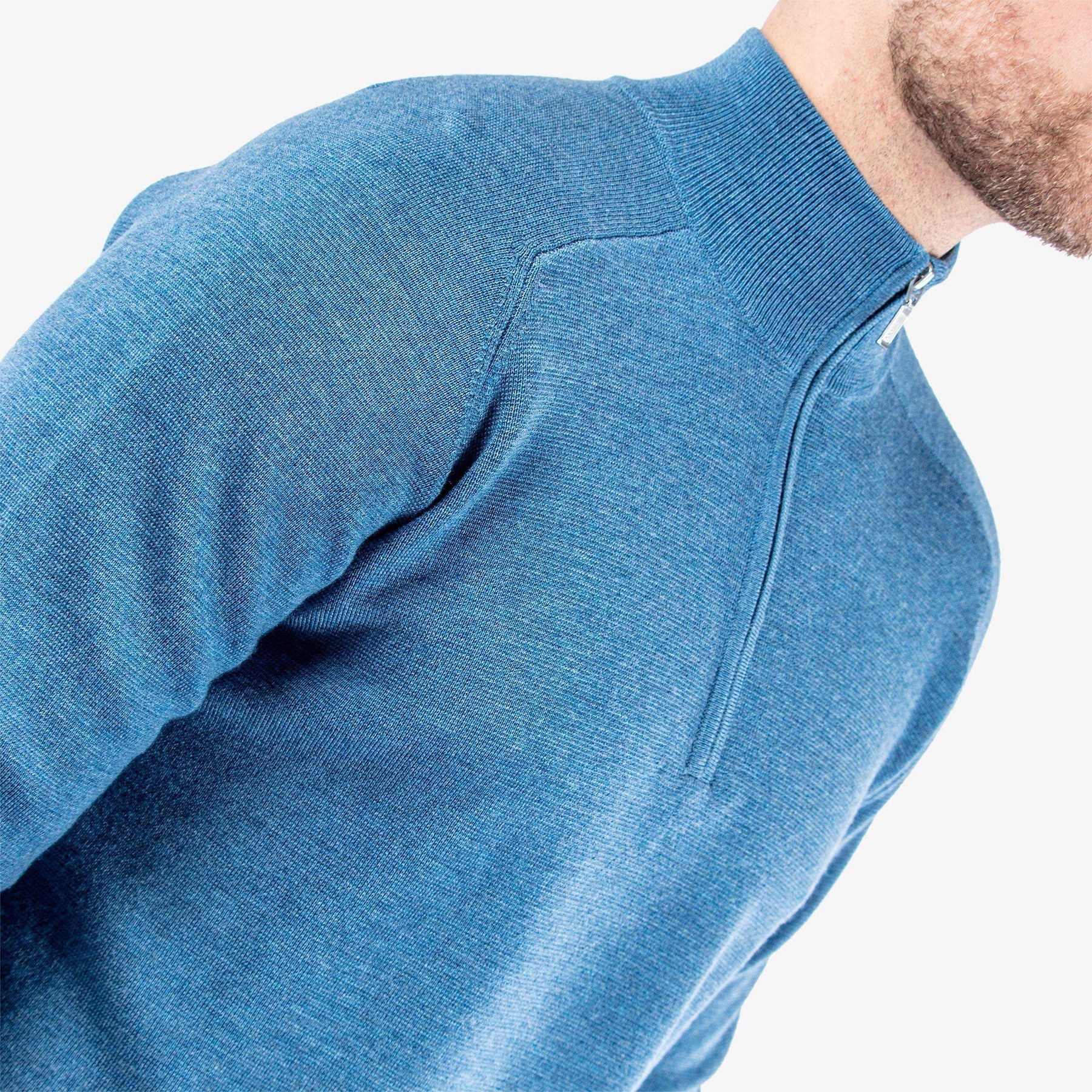 Galvin Green Chester Merino 1/4 Golf Sweater - Blue Melange