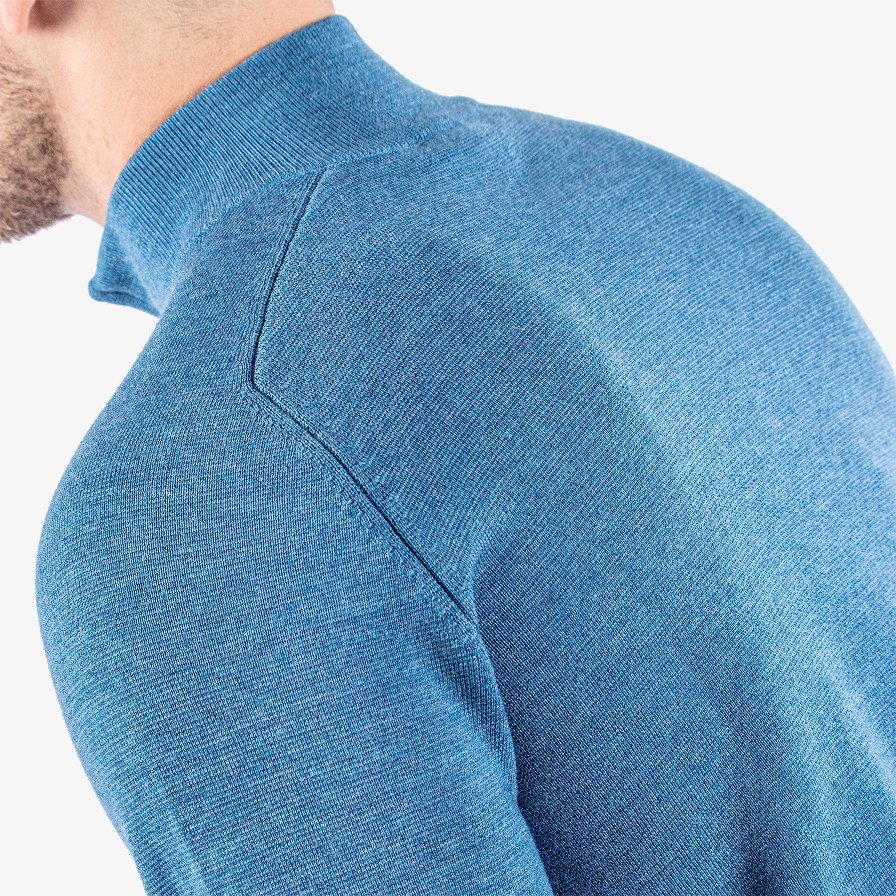 Galvin Green Chester Merino 1/4 Golf Sweater - Blue Melange