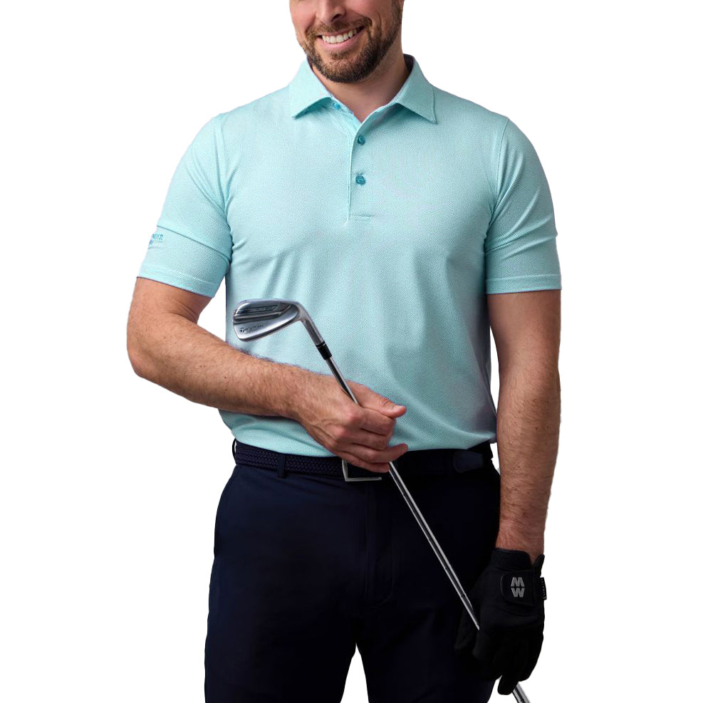 Glenmuir Carribridge Performance Polo Golf Shirt - White/ Lagoon