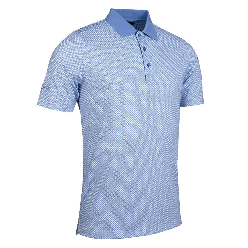 Glenmuir Gullane Performance Polo Golf Shirt - White/ Light Blue