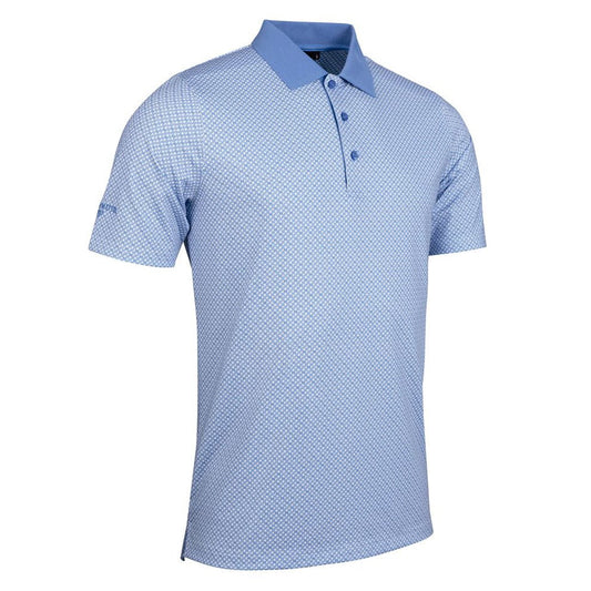 Glenmuir Gullane Performance Polo Golf Shirt - White/ Light Blue