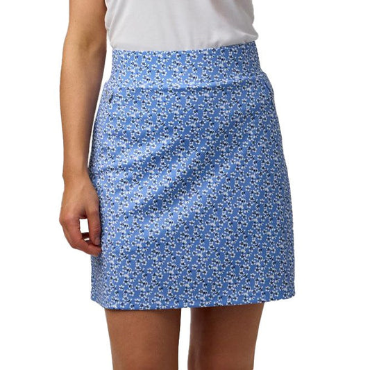 Glenmuir Women's Emeli Lightweight Stretch Performance Golf Skort - Light Blue Flowers