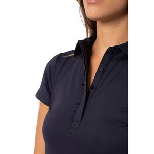 Golftini Women's Short Sleeve Ruffle Golf Polo Shirt - Navy
