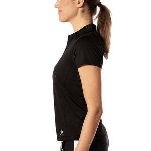 Golftini Women's Short Sleeve Zip Golf Polo Shirt - Black