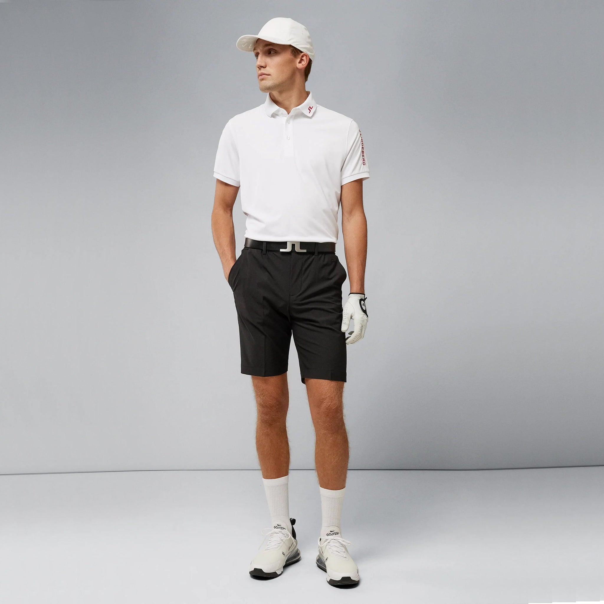 J.Lindeberg Tour Tech Polo Golf Shirt - White/Red