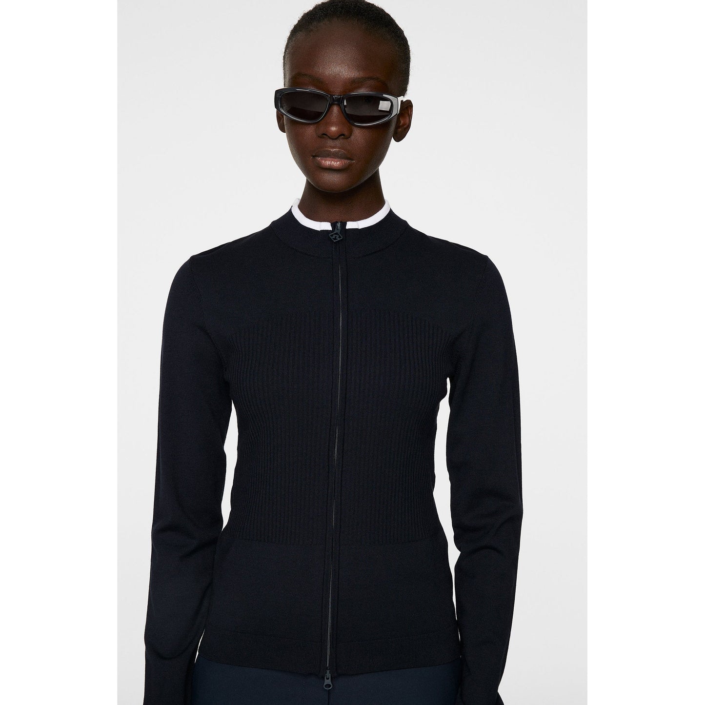 J.Lindeberg Women's Anna Knitted Zip Golf Sweater - JL Navy