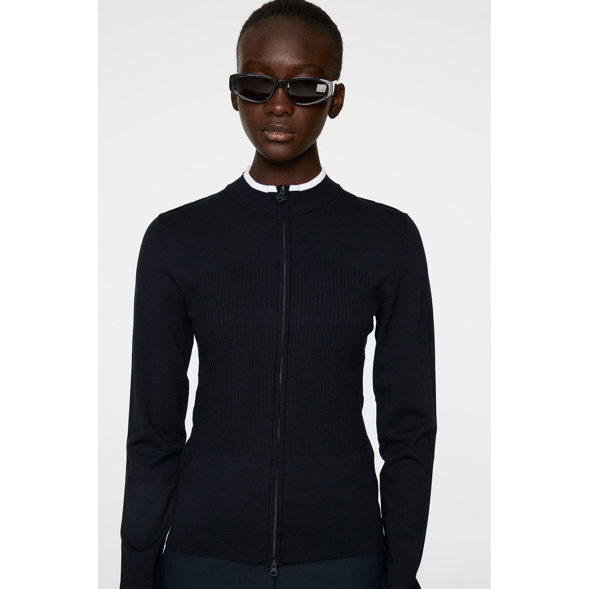 J.Lindeberg Women's Anna Knitted Zip Golf Sweater - JL Navy