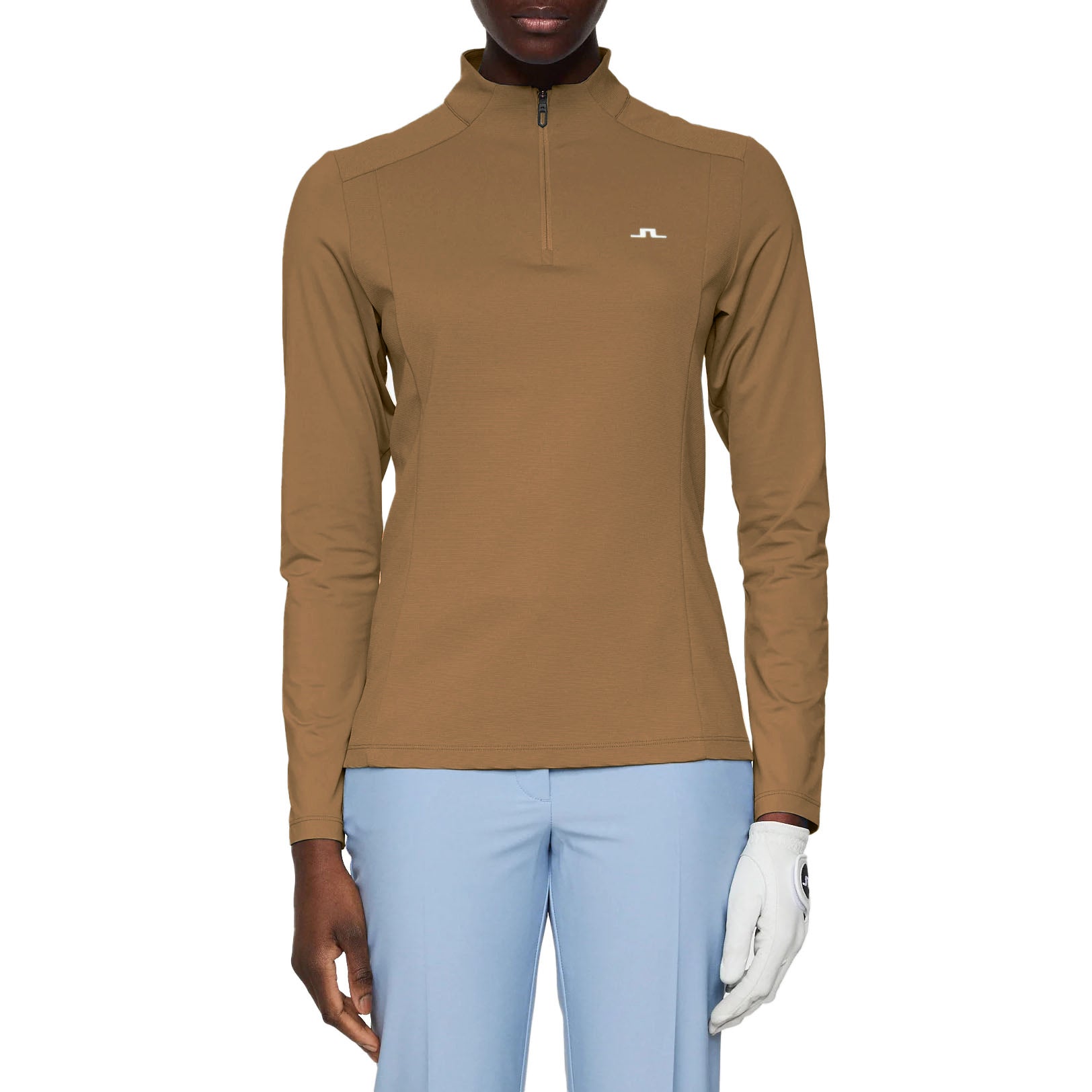 J.Lindeberg Women's Cindy Quarter Zip Golf Mid-Layer - Tigers Eye