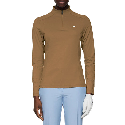 J.Lindeberg Women's Cindy Quarter Zip Golf Mid-Layer - Tigers Eye