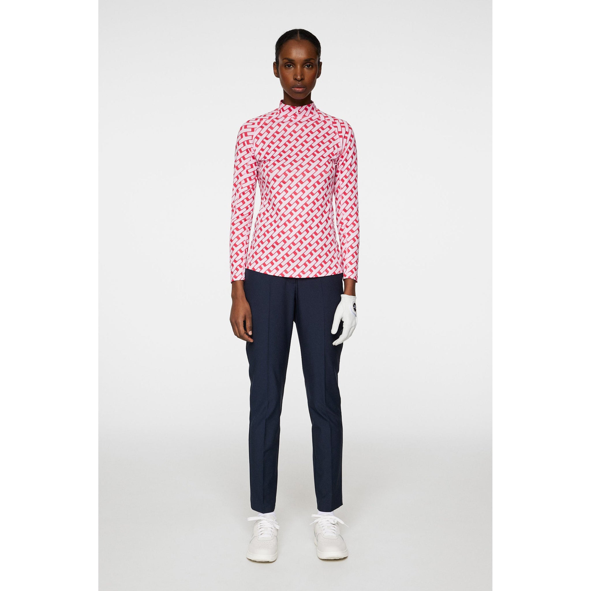 J.Lindeberg Women's Ella Compression Printed Golf Top - Tour Geo Pink