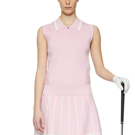 J.Lindeberg Women's Ramona Sleeveless Knitted Golf Polo Shirt - Nosegrey