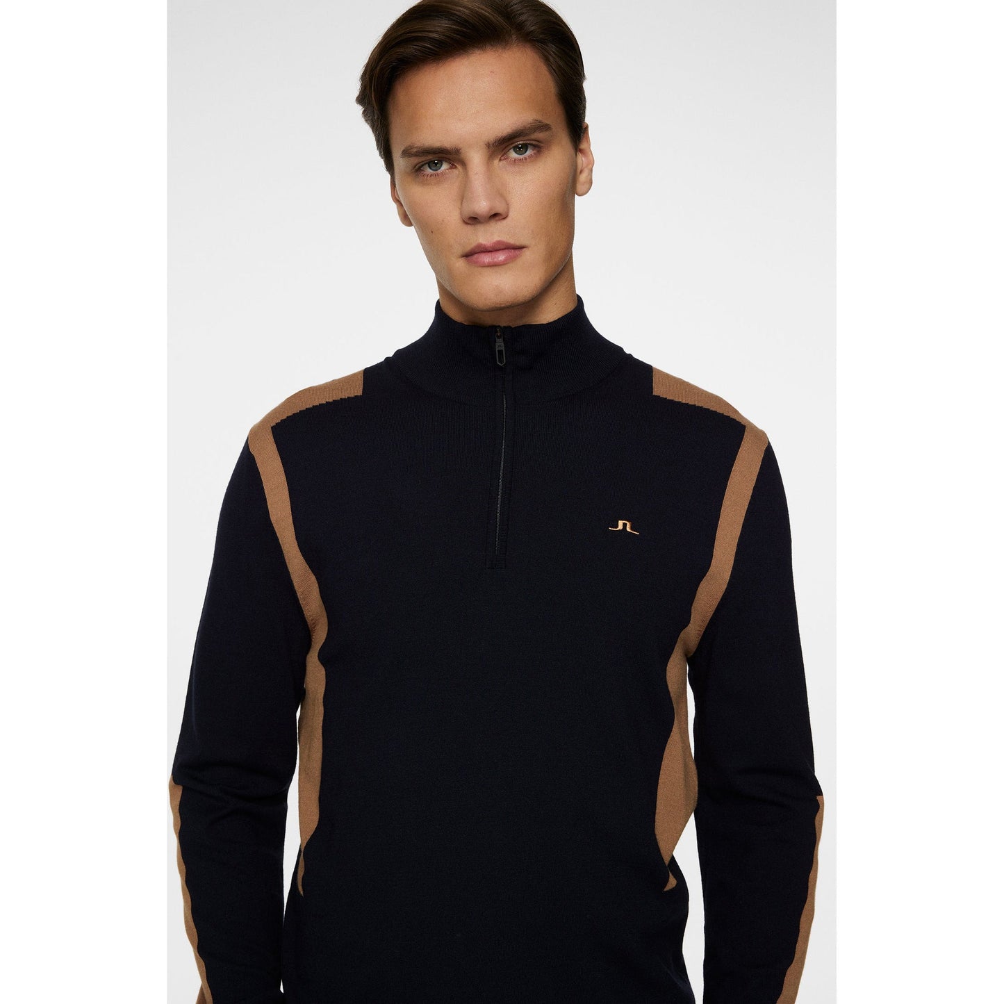 J.Lindeberg Kendrick Knitted Zip Sweater - Tigers Eye