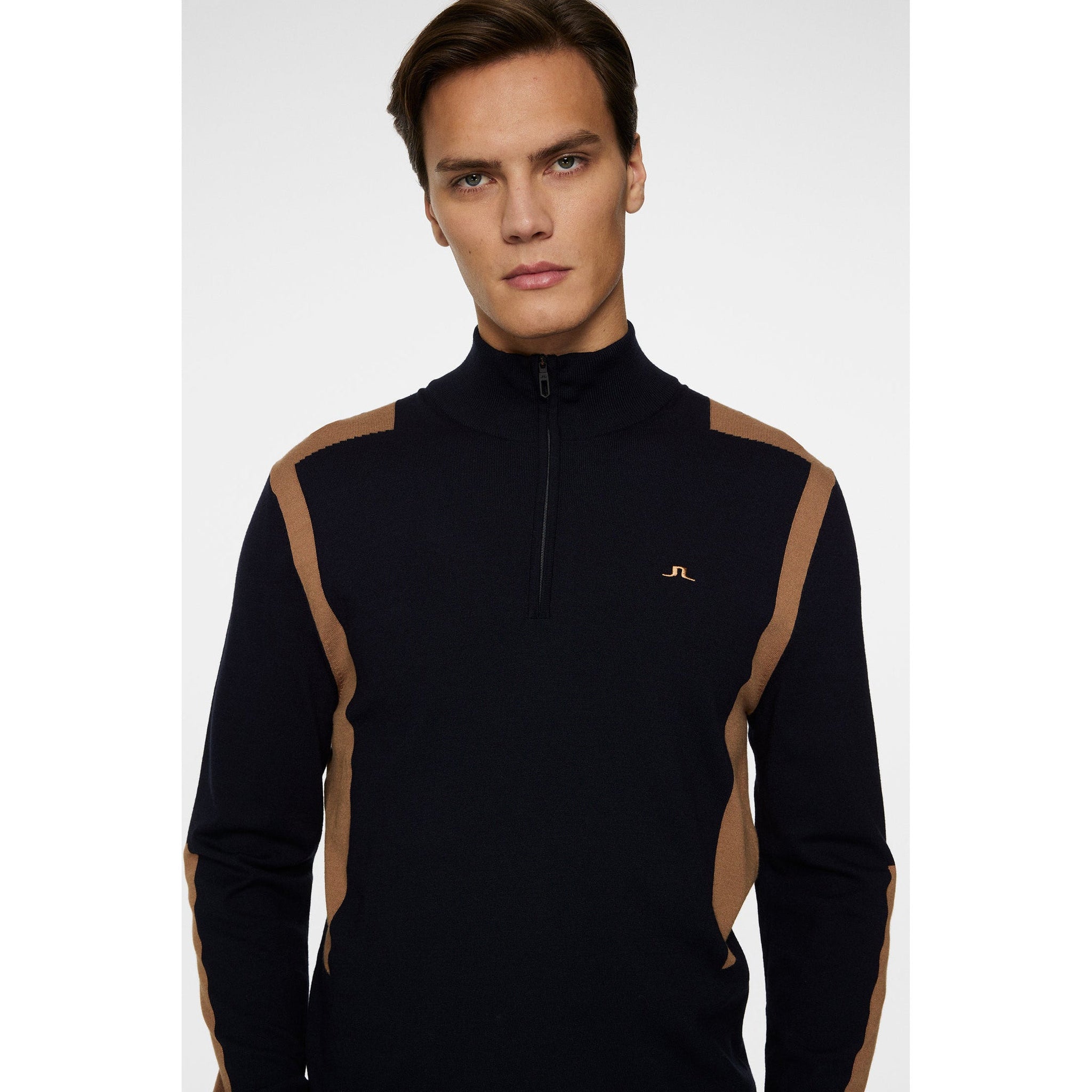 J.Lindeberg Kendrick Knitted Zip Sweater - Tigers Eye