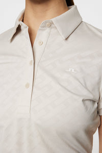 J.Lindeberg Women's Alaya Jacquard Golf Polo Shirt - Moonbeam