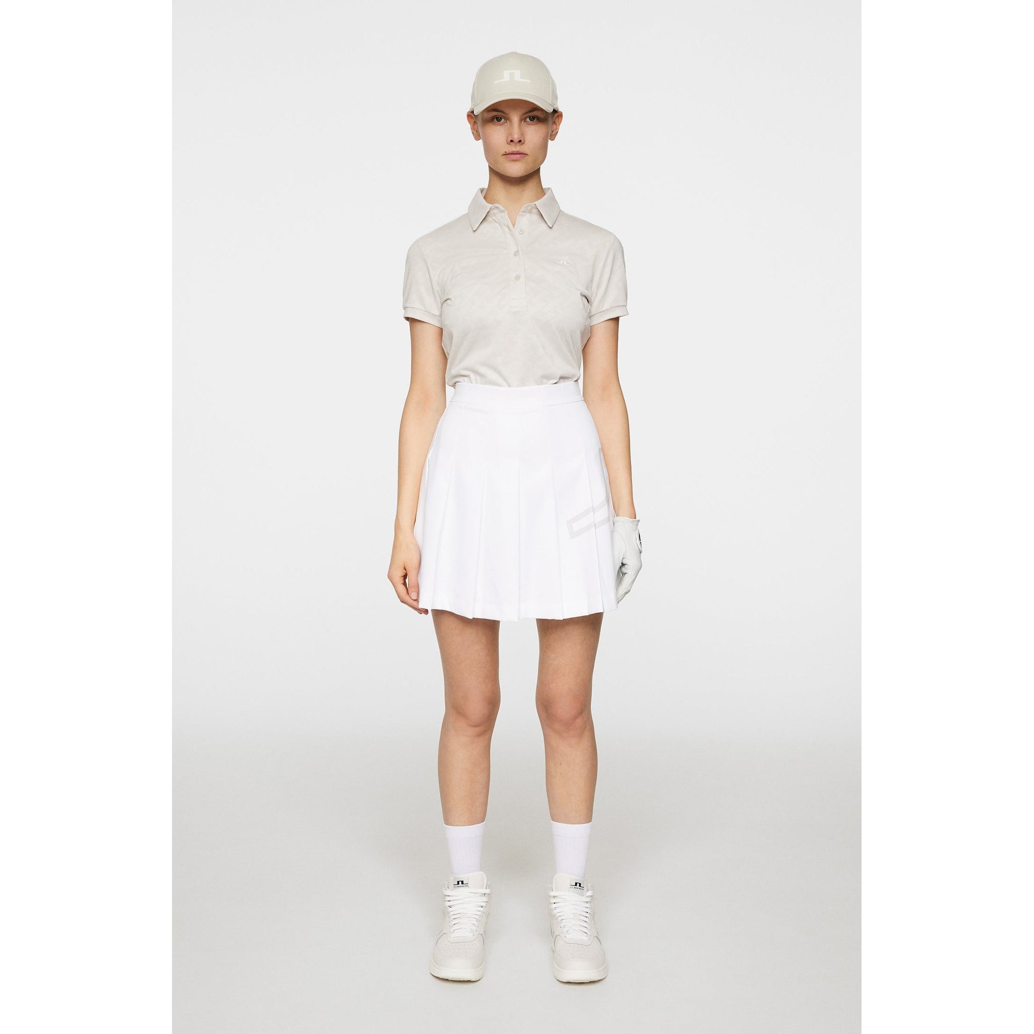 J.Lindeberg Women's Alaya Jacquard Golf Polo Shirt - Moonbeam