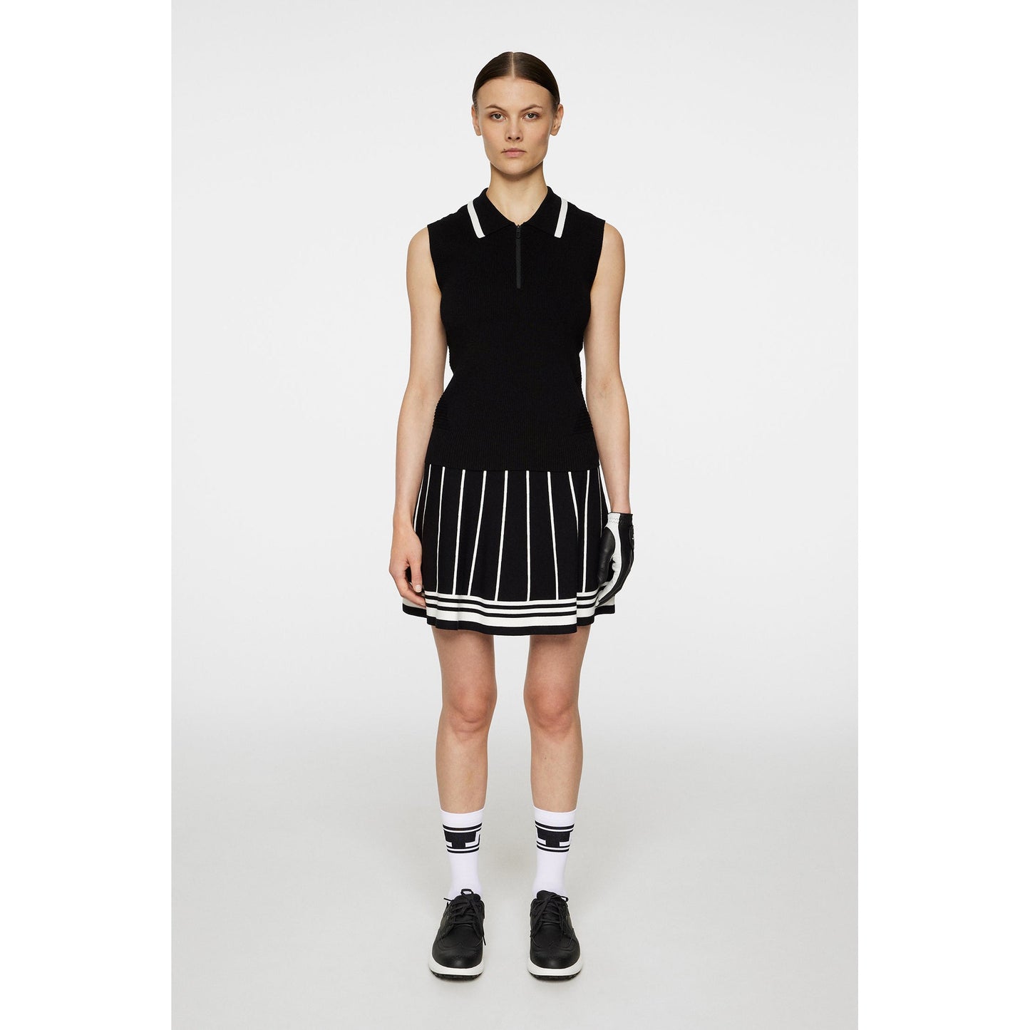 J.Lindeberg Women's Ramona Sleeveless Knitted Golf Polo Shirt - Black