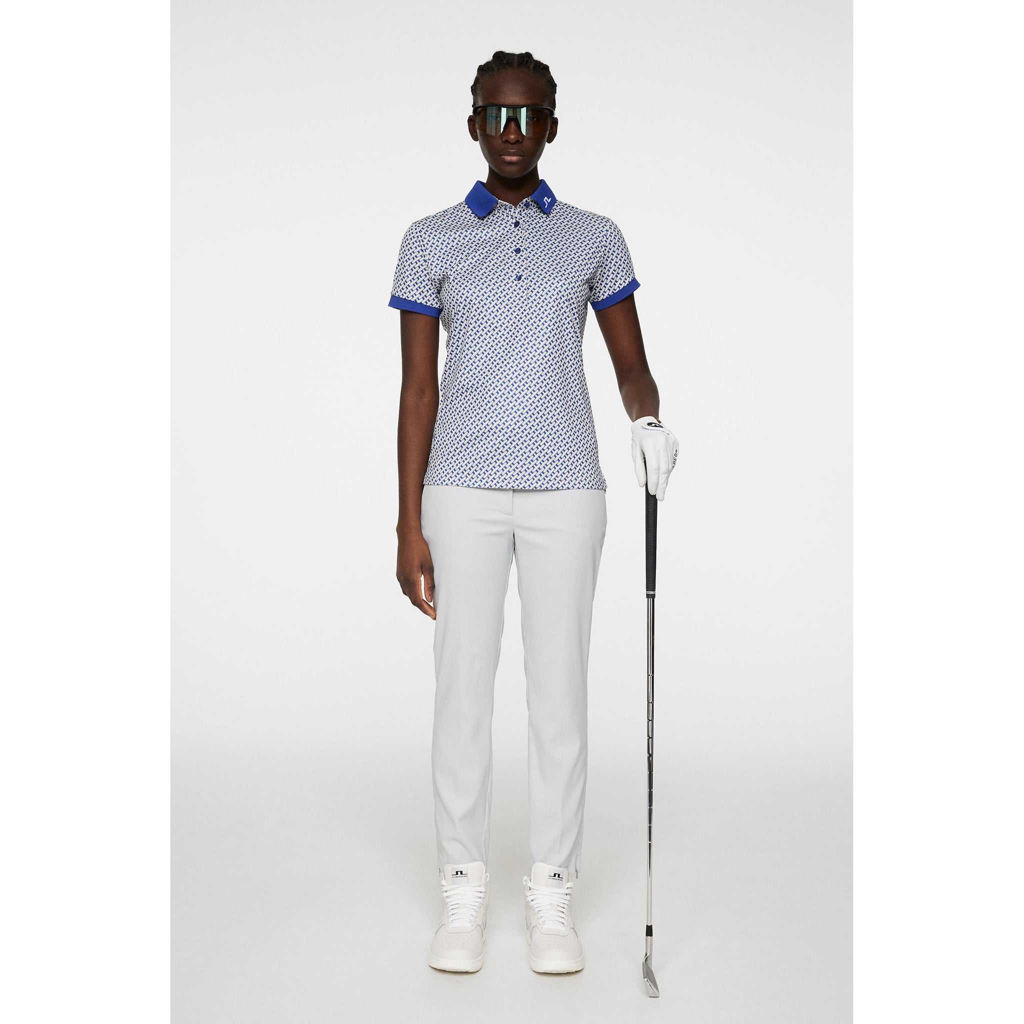 J.Lindeberg Women's Tour Tech Printed Golf Polo Shirt - Tour Geo Moonbeam