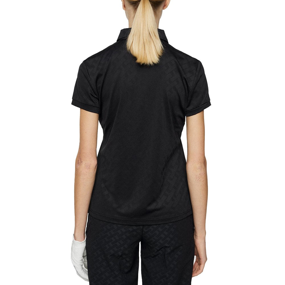 J.Lindeberg Women's Alaya Jacquard Golf Polo Shirt - Black