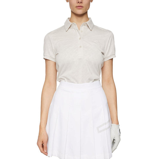 J.Lindeberg Women's Alaya Jacquard Golf Polo Shirt - Moonbeam