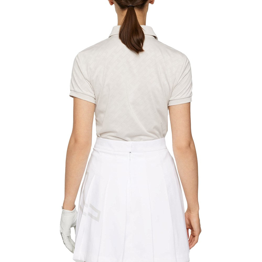 J.Lindeberg Women's Alaya Jacquard Golf Polo Shirt - Moonbeam
