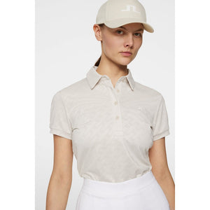 J.Lindeberg Women's Alaya Jacquard Golf Polo Shirt - Moonbeam