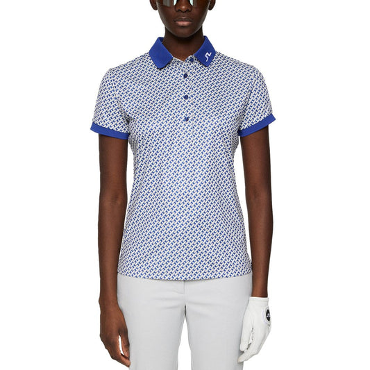 J.Lindeberg Women's Tour Tech Printed Golf Polo Shirt - Tour Geo Moonbeam