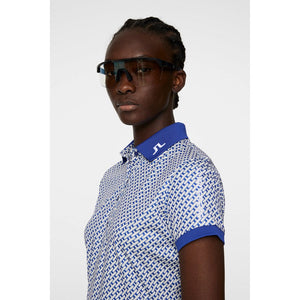 J.Lindeberg Women's Tour Tech Printed Golf Polo Shirt - Tour Geo Moonbeam