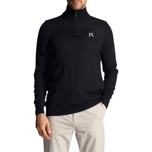 Lyle & Scott Tonal Eagle 1/4 Zip Knit - Dark Navy