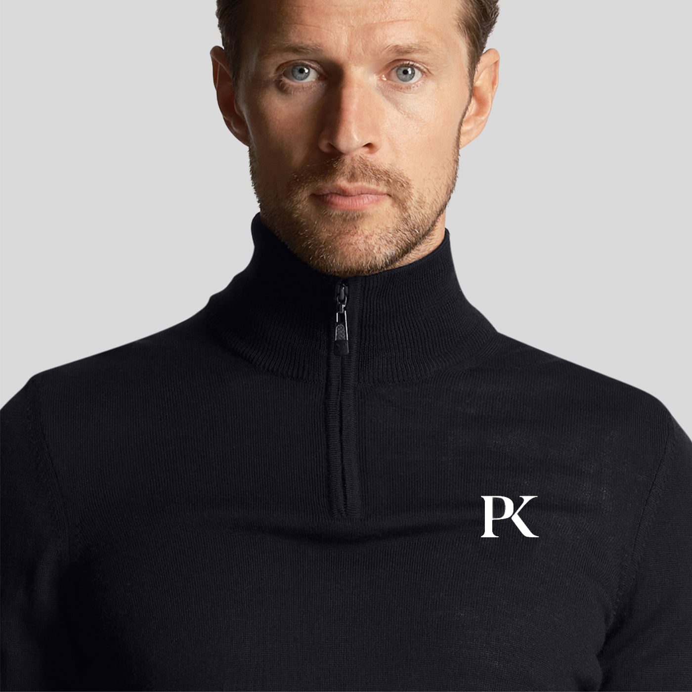 Lyle & Scott Tonal Eagle 1/4 Zip Knit - Dark Navy