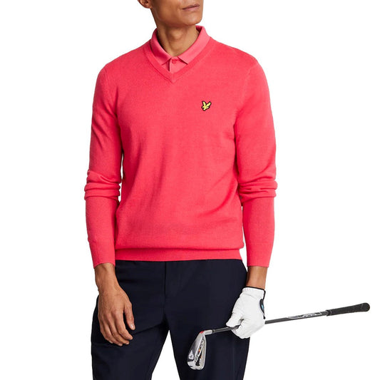Lyle & Scott Merino Blend V-Neck Knit - Birdie Red