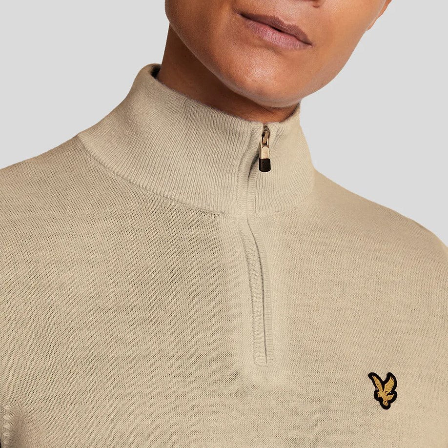 Lyle & Scott Merino Blend 1/4 Zip Knit - Safari