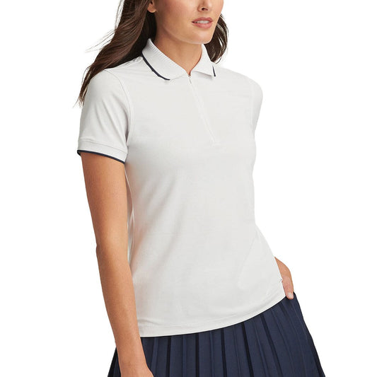 Peter Millar Women's Whitworth Sport Mesh Golf Shirt - White/Navy
