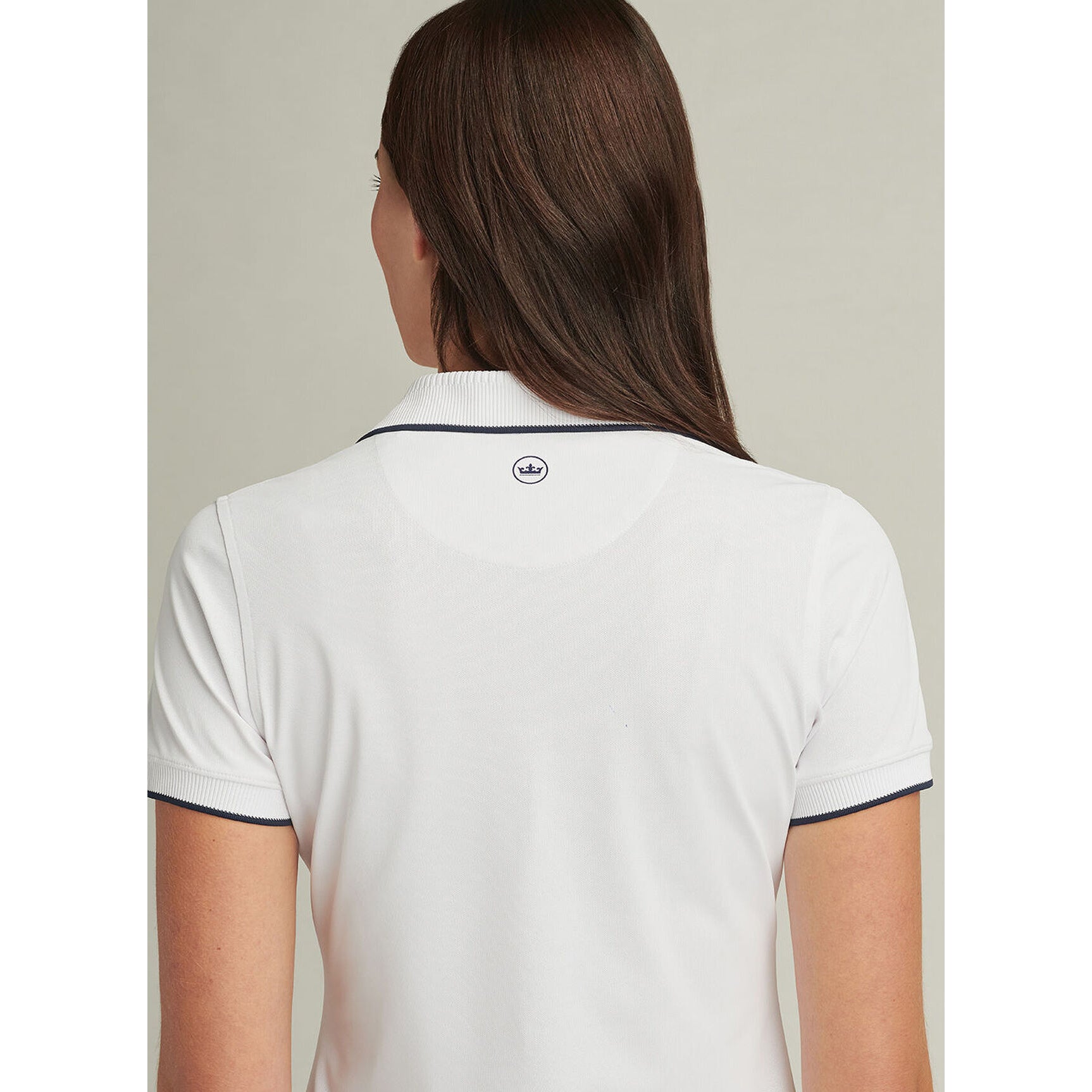 Peter Millar Women's Whitworth Sport Mesh Golf Shirt - White/Navy