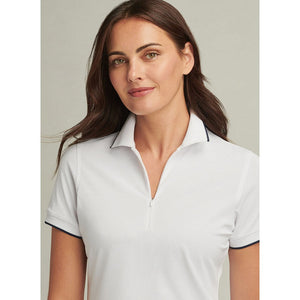 Peter Millar Women's Whitworth Sport Mesh Golf Shirt - White/Navy