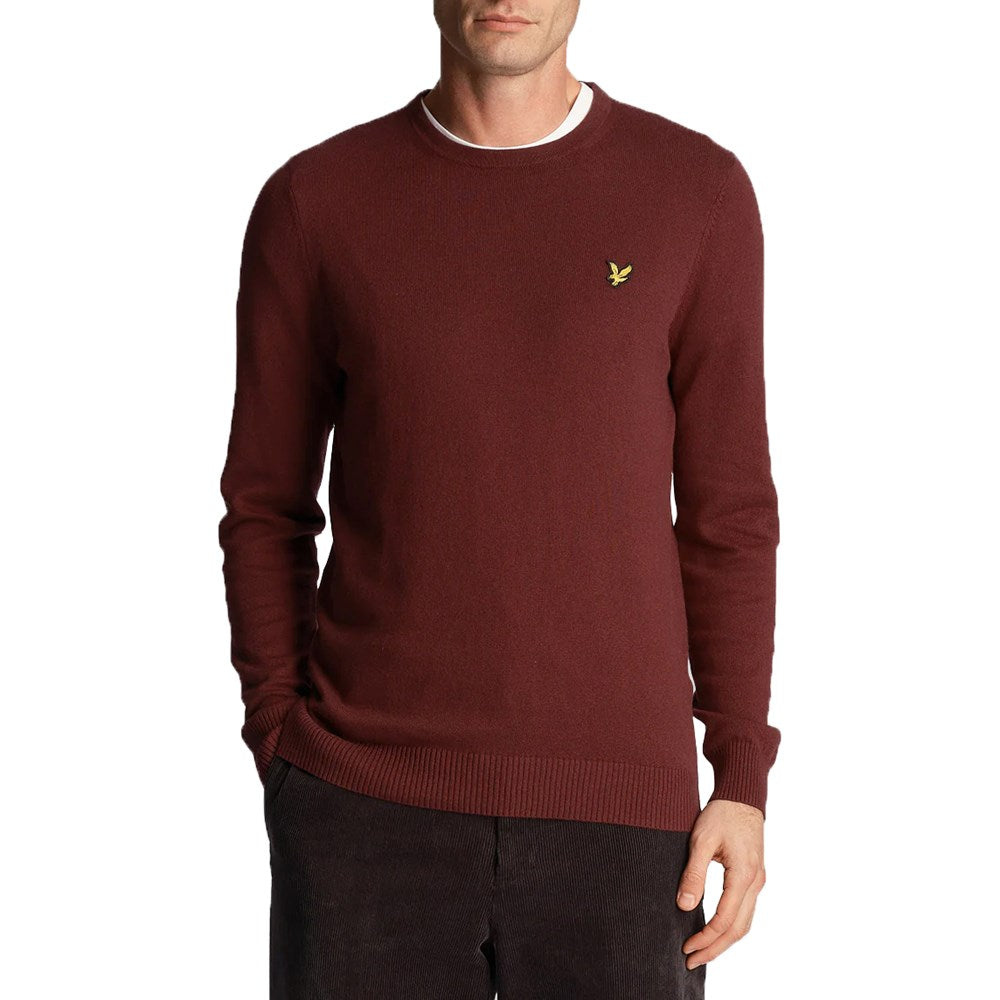 Lyle & Scott Cotton Merino Crew Neck Pullover - Burgundy