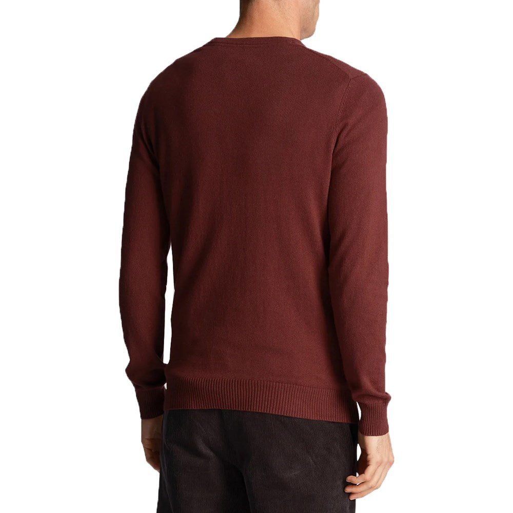 Lyle & Scott Cotton Merino Crew Neck Pullover - Burgundy