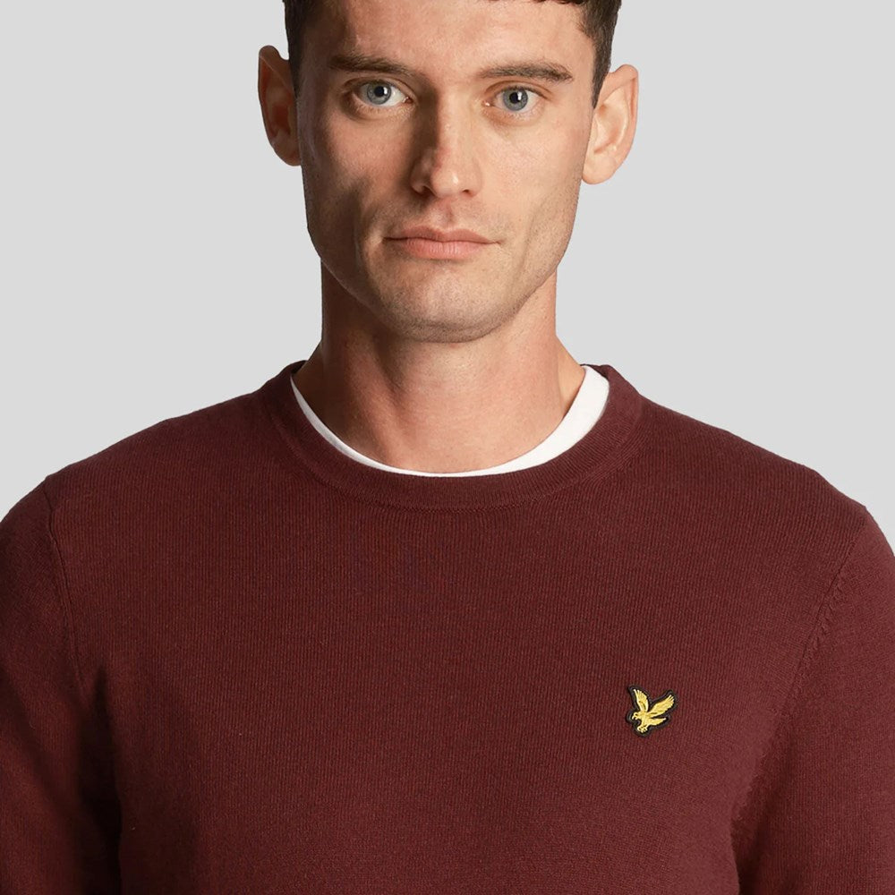 Lyle & Scott Cotton Merino Crew Neck Pullover - Burgundy