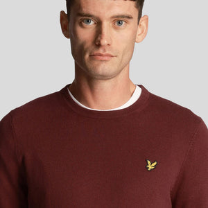 Lyle & Scott Cotton Merino Crew Neck Pullover - Burgundy