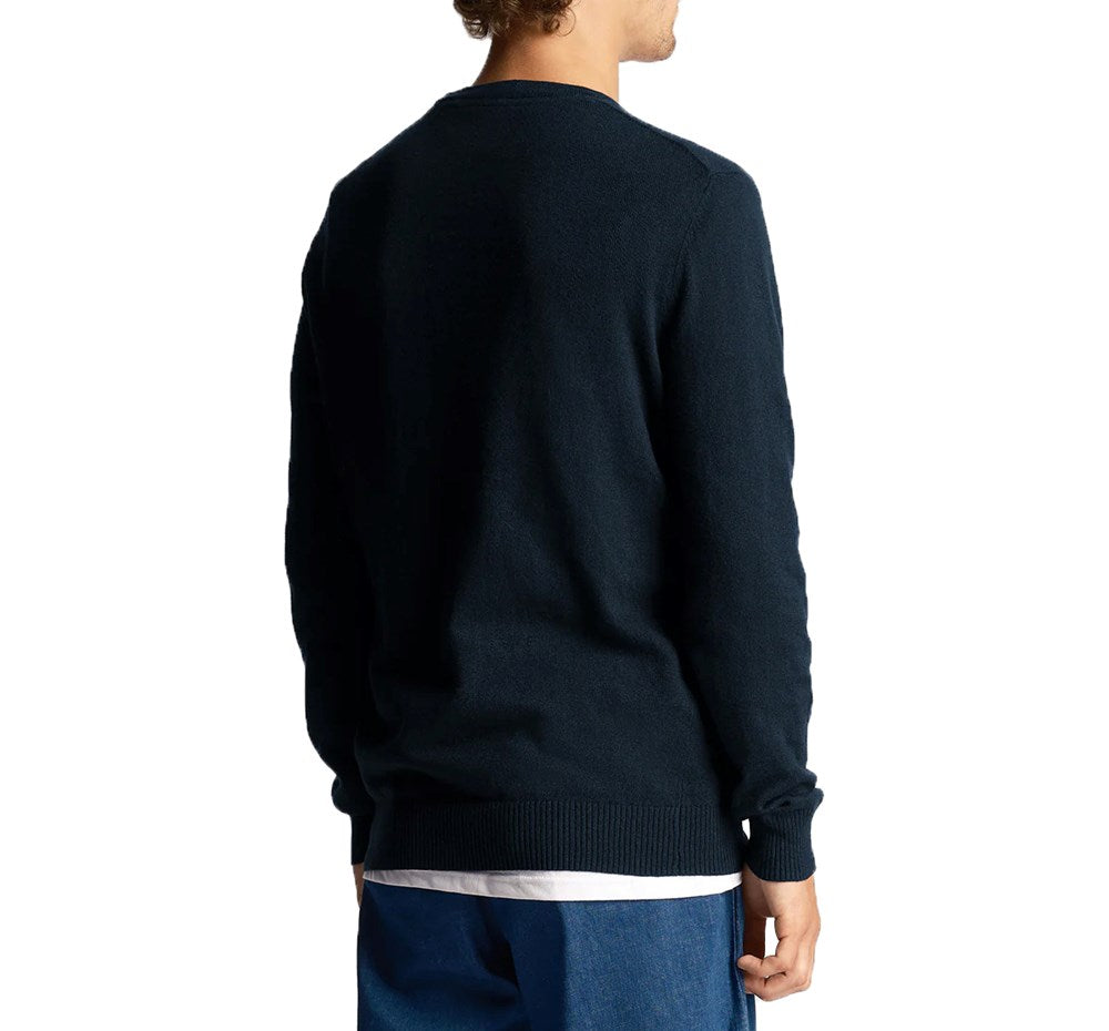 Lyle & Scott Cotton Merino Crew Neck Pullover - Dark Navy