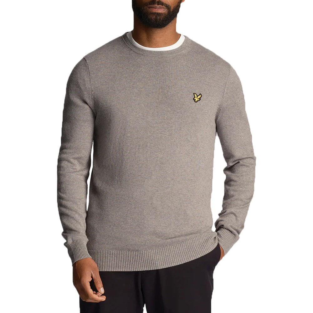 Lyle & Scott Cotton Merino Crew Neck Pullover - Mid Grey Marl