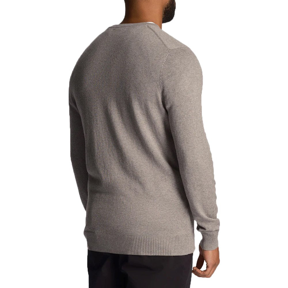 Lyle & Scott Cotton Merino Crew Neck Pullover - Mid Grey Marl