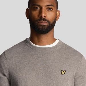 Lyle & Scott Cotton Merino Crew Neck Pullover - Mid Grey Marl
