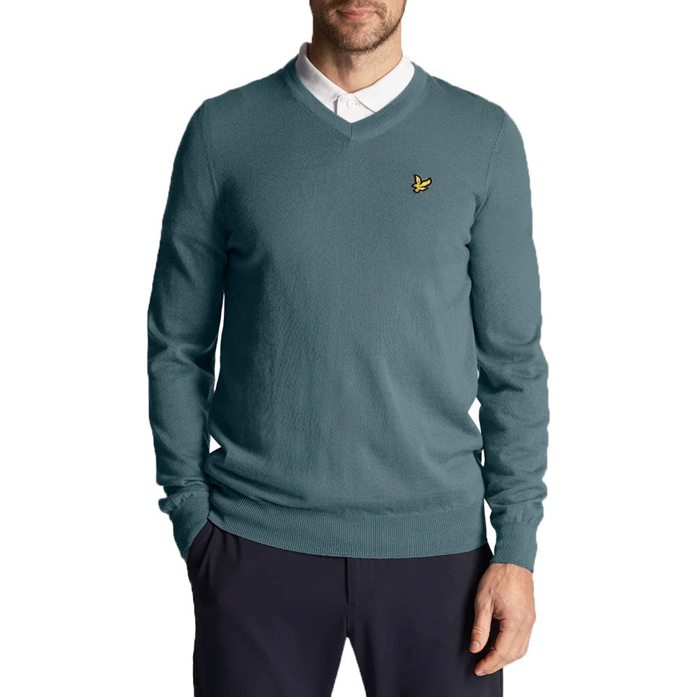 Lyle & Scott Golf V Neck Pullover - Iron Blue