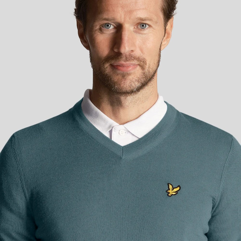 Lyle & Scott Golf V Neck Pullover - Iron Blue