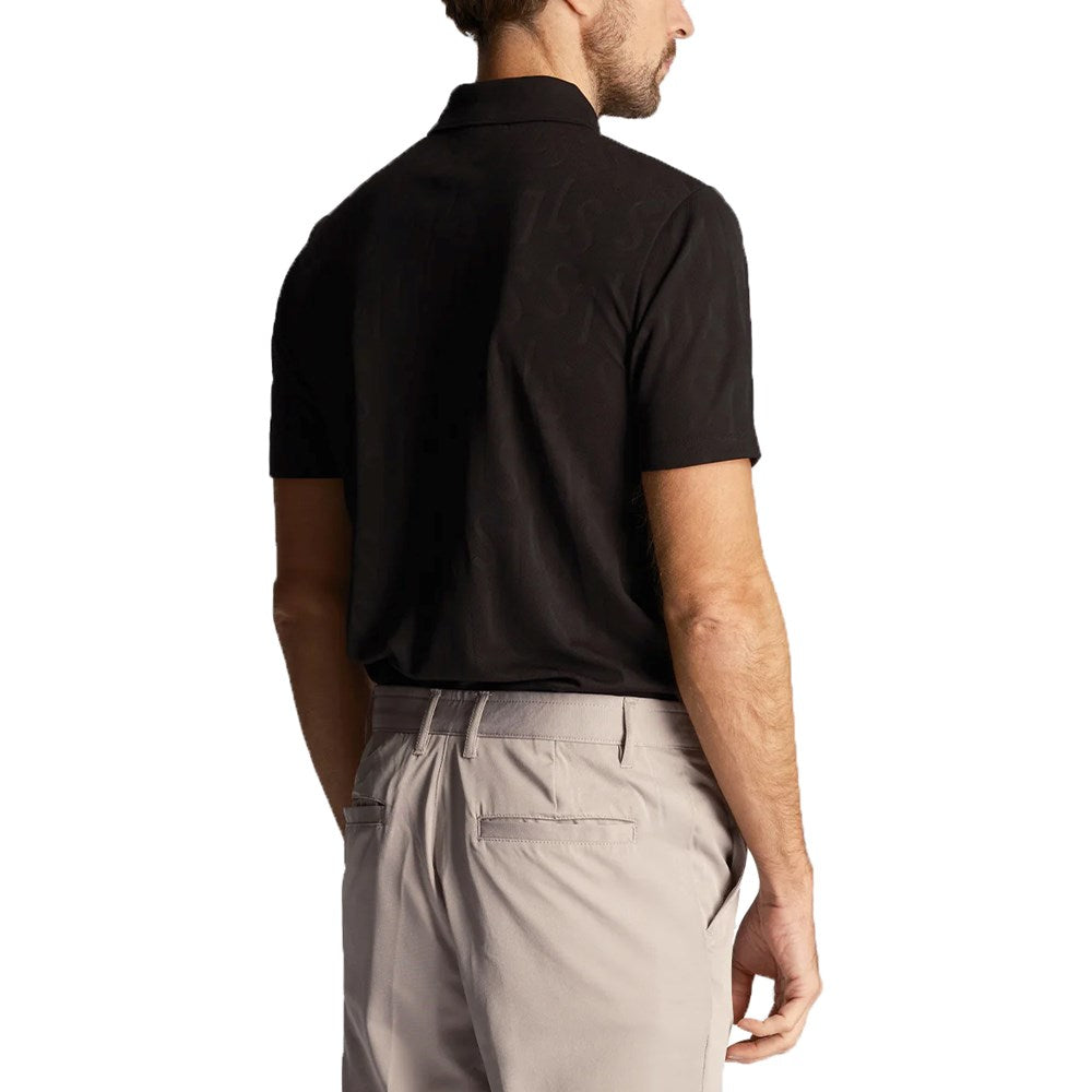 Lyle & Scott Monogram Jacquard Golf Polo Shirt - Jet Black