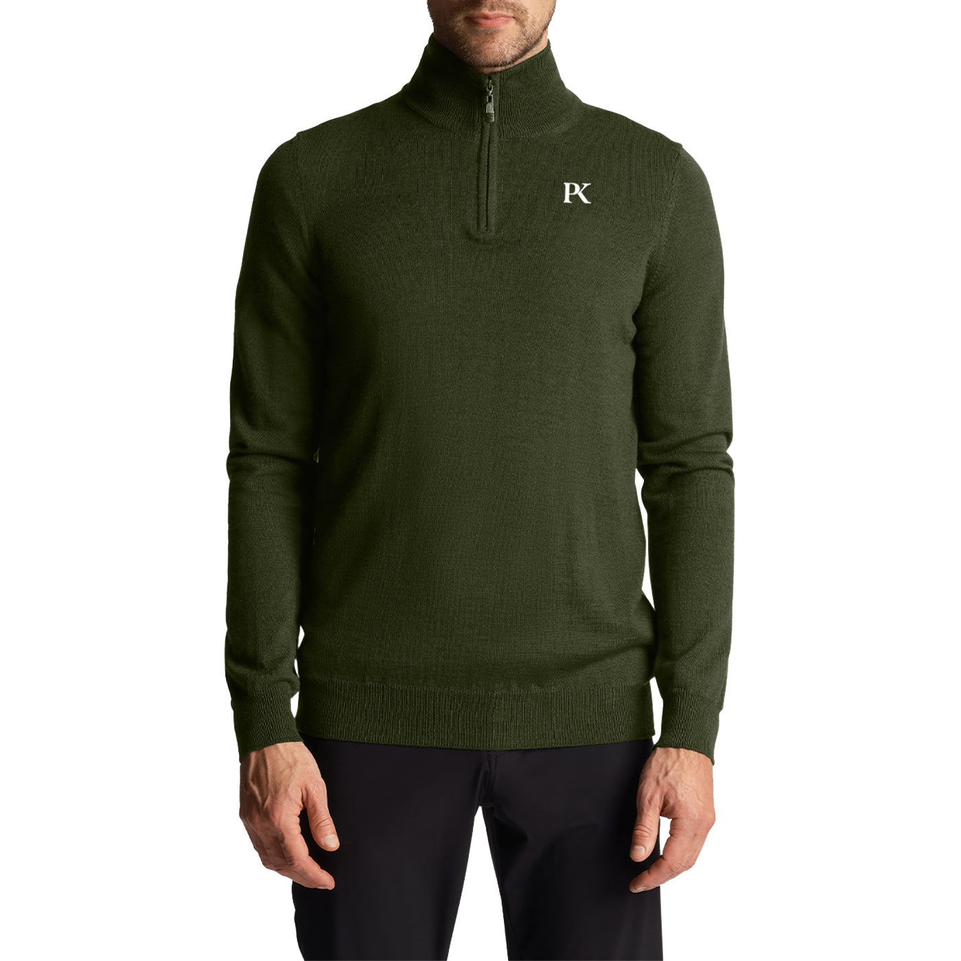 Lyle & Scott Tonal Eagle 1/4 Zip Knit - Cactus Green